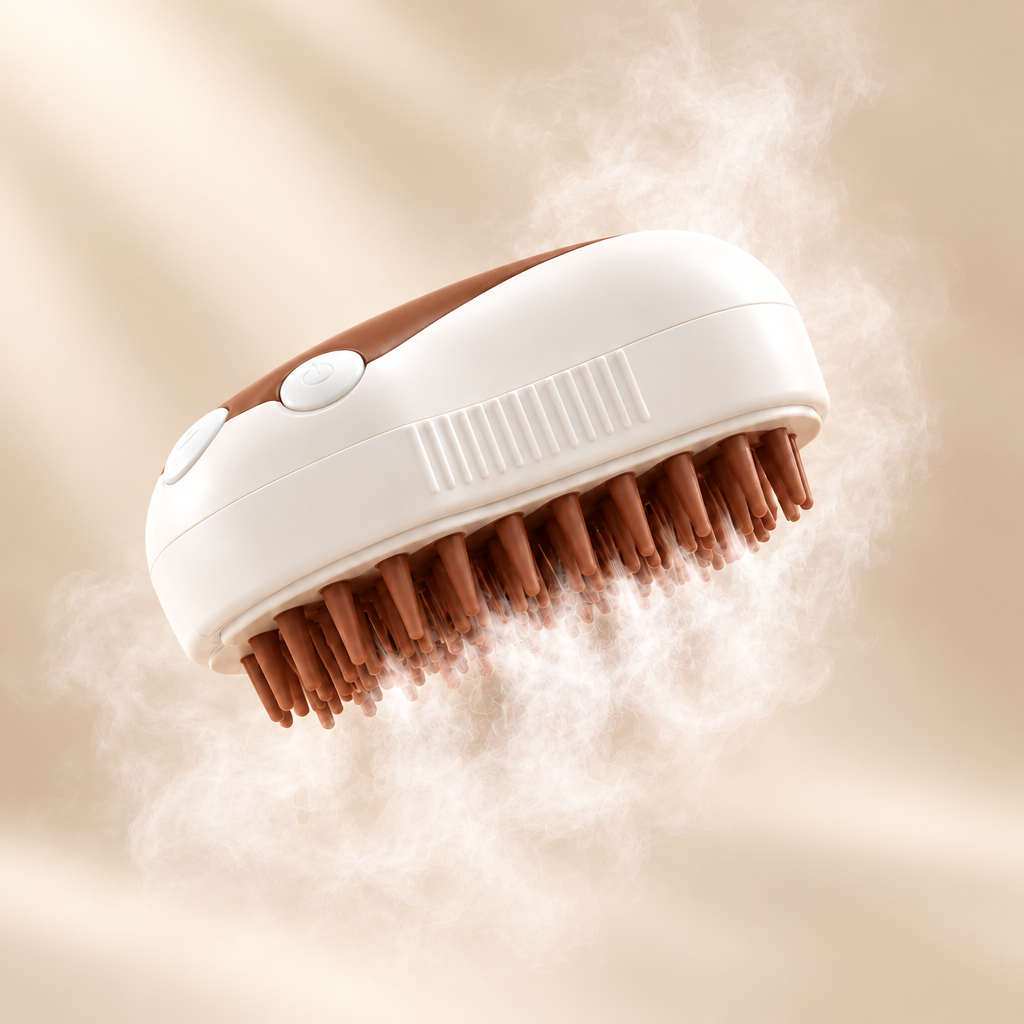 Steam brush floating in mist